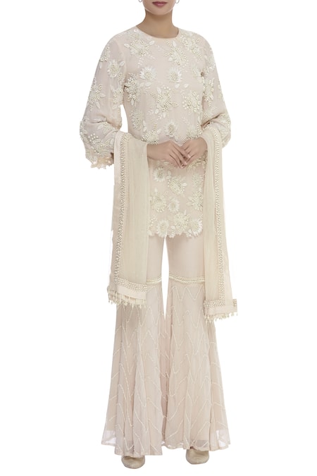 J By Jannat Bead Embroidered Kurta Sharara Set  