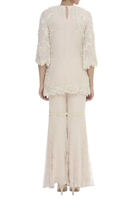 J By Jannat Bead Embroidered Kurta Sharara Set  