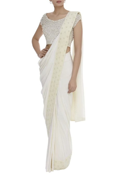 J By Jannat Bead Embroidered Blouse With Saree  