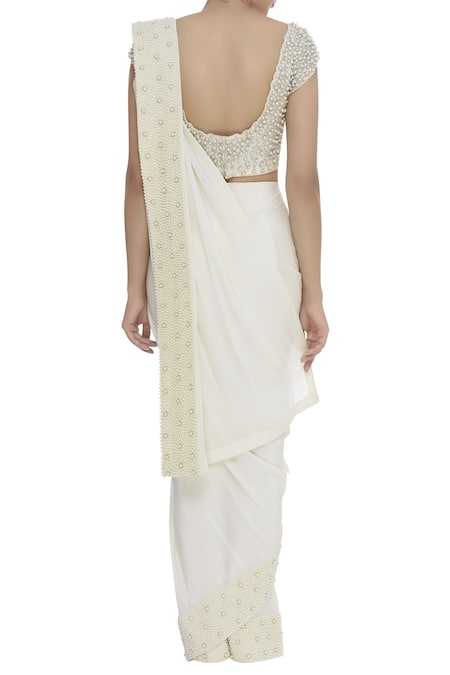 J By Jannat Bead Embroidered Blouse With Saree  