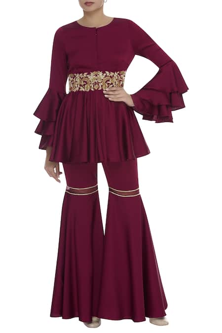 J By Jannat Patchwork Embroidered Kurta Sharara Set  