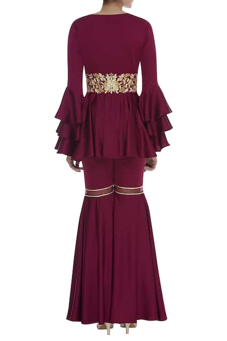 J By Jannat Patchwork Embroidered Kurta Sharara Set  