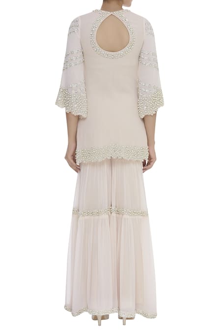 J By Jannat Sequin & Thread Embroidered Kurta Sharara Set  