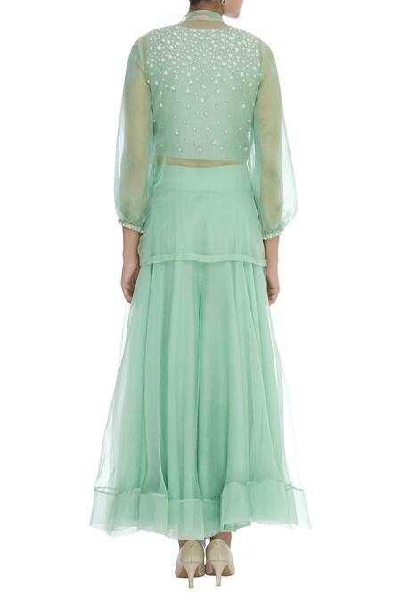 J By Jannat Bead Embroidered Blouse With Palazzo & Jacket  