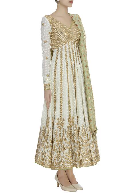 Tamanna Punjabi Kapoor_White Chanderi Anarkali With Dupatta_Online_at_Aza_Fashions