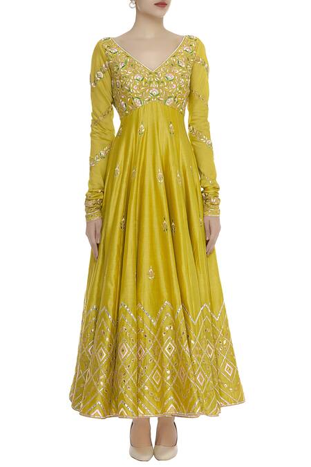 Buy_Tamanna Punjabi Kapoor_Blue Embroidered Anarkali Kurta With Gota Work Dupatta And Churidar_Online_at_Aza_Fashions