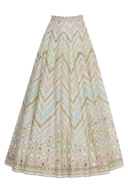 Shop Tamanna Punjabi Kapoor Off White Gota And Resham Embroidered Peplum Blouse With Lehenga Online at Aza Fashions Shop_Tamanna Punjabi Kapoor_Off White Gota And Resham Embroidered Peplum Blouse With Lehenga_Online_at_Aza_Fashions