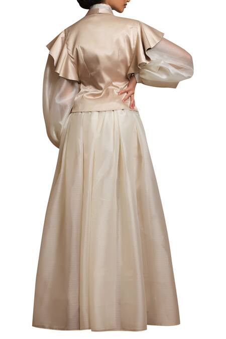 Shop Siddartha Tytler Off White Organza Tie-up Shirt at Aza Fashions Shop_Siddartha Tytler_Off White Organza Tie-up Shirt_at_Aza_Fashions