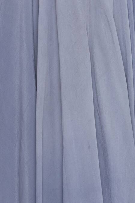 Nitika Kanodia Gupta Grey Net, Crepe Embroidered Stand High Neck Embellished Crop-top With Skirt at Aza Fashions Nitika Kanodia Gupta_Grey Net, Crepe Embroidered Stand High Neck Embellished Crop-top With Skirt_at_Aza_Fashions