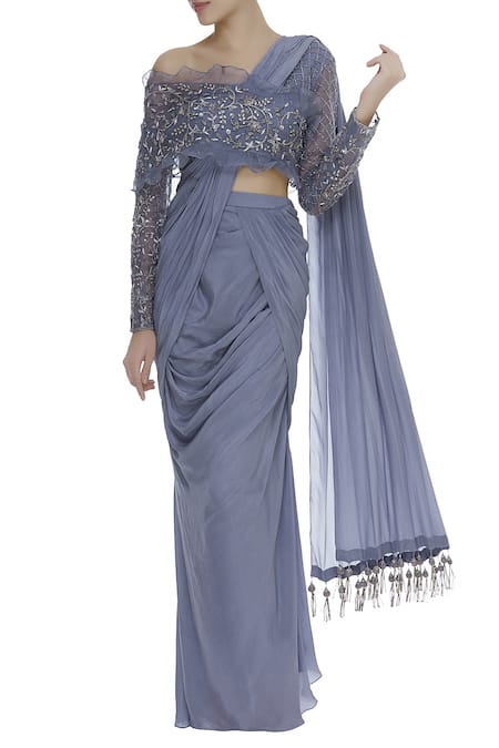 Nitika Kanodia Gupta Pre-Draped Saree With Embellished Blouse  