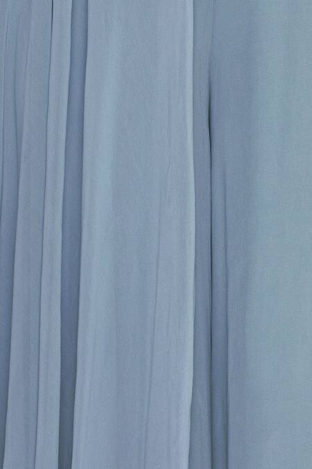 Nitika Kanodia Gupta Blue Asymmetric Embellished Draped Blouse With Pant at Aza Fashions Nitika Kanodia Gupta_Blue Asymmetric Embellished Draped Blouse With Pant_at_Aza_Fashions