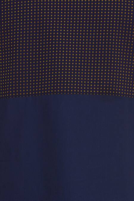 Vikram Bajaj_Blue Cotton Paneled Kurta With Pant_at_Aza_Fashions