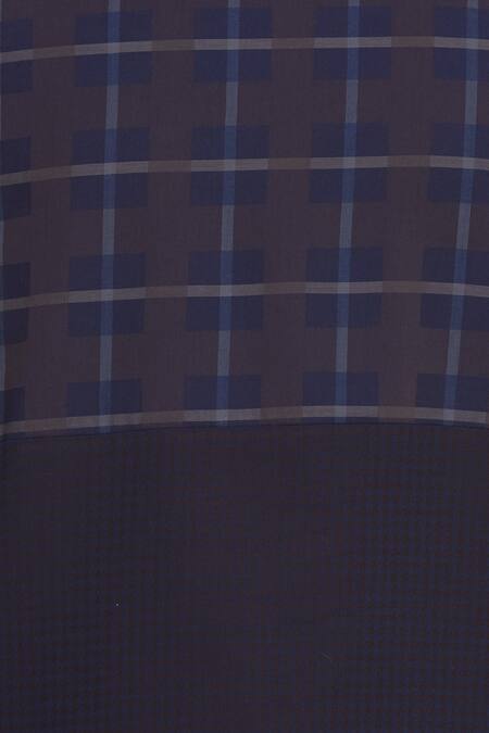 Vikram Bajaj_Blue Cotton Checkered Paneled Kurta With Pant_at_Aza_Fashions