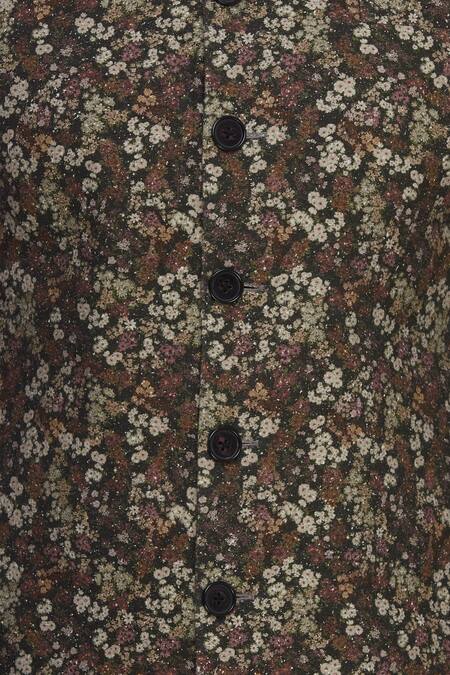 Chatenya Mittal_Multi Color Silk, Cotton Floral Achkan Set For Kids_at_Aza_Fashions