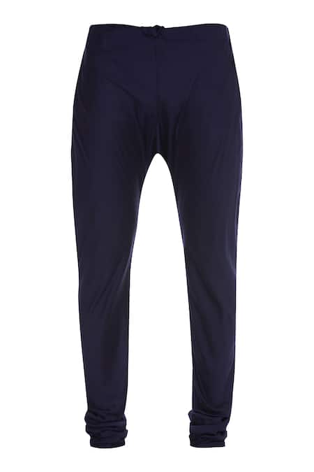 Shop_Vanshik_Blue Georgette Embroidered Flower Motif Resham Kurta With Churidar _Online_at_Aza_Fashions