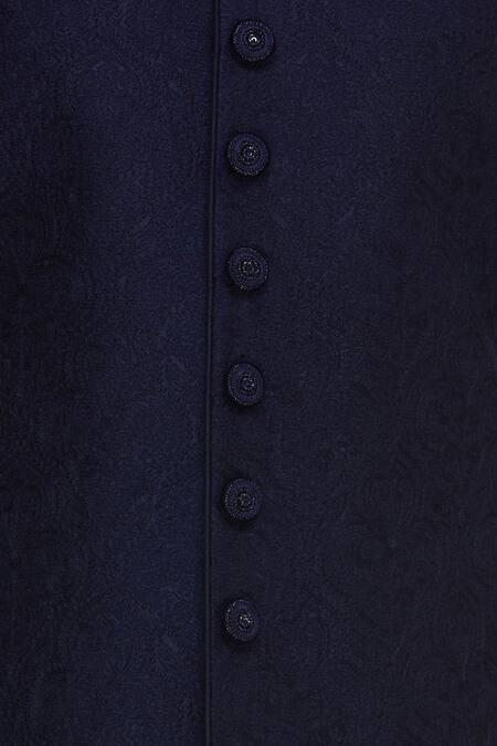 Vanshik_Blue Resham Embroidered Sherwani With Pyjama_at_Aza_Fashions