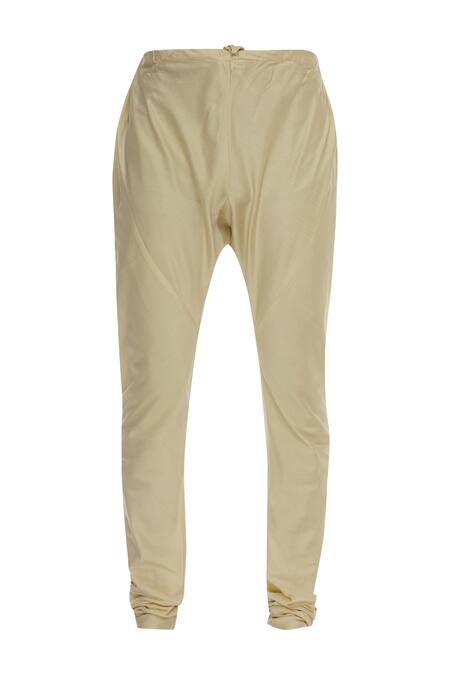 Shop_Vanshik_Cream Matka Silk Embroidery Resham Thread Zardozi Sherwani With Churidar _Online_at_Aza_Fashions