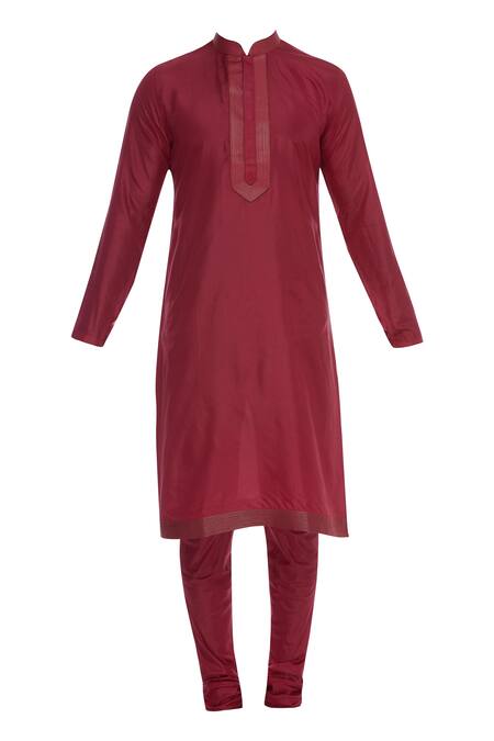 Buy_Vanshik_Cream Raw Silk Embroidery Resham Thread Work Sherwani Set _Online_at_Aza_Fashions