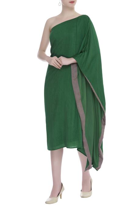 Ezra Green One Shoulder Draped Dress