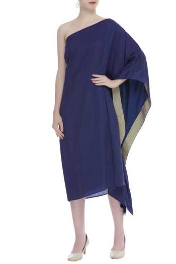 Buy Ezra Blue One Shoulder Dress Online | Aza Fashion.