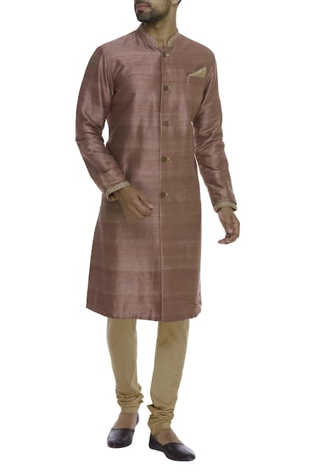 BUBBER COUTURE Embroidered Neck & Sleeve Hem Kurta With Churidar 