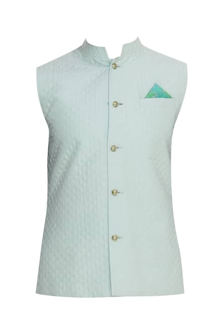 Buy_Bubber Couture_Green Cotton Silk Alphabet, Quilt Reversible Bundi _Online_at_Aza_Fashions