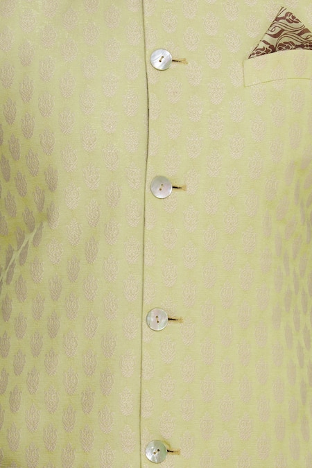 Bubber Couture_Blue Tanchoi Silk Reversible Bundi _at_Aza_Fashions