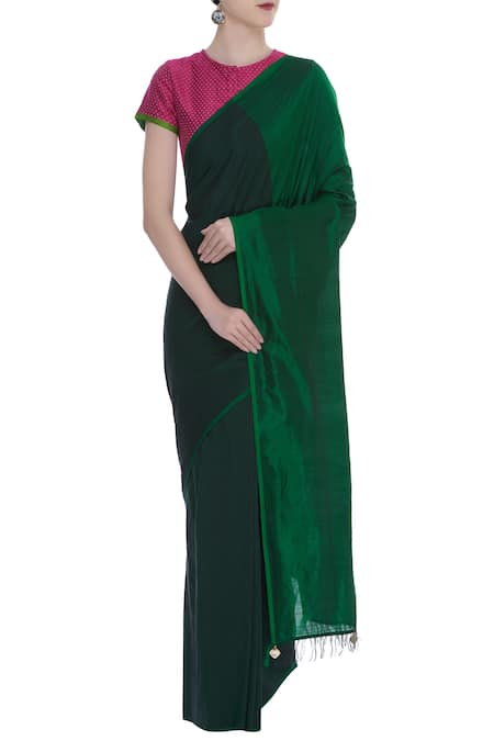 Padmaja Green Pin Stripes Handwoven Saree