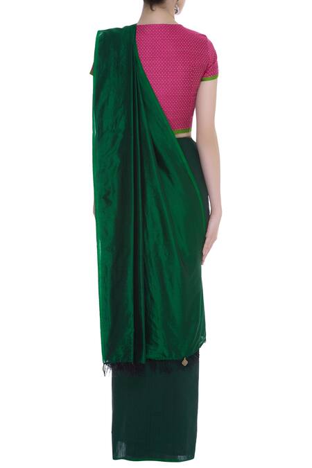 Shop Padmaja Green Pin Stripes Handwoven Saree at Aza Fashions Shop_Padmaja_Green Pin Stripes Handwoven Saree_at_Aza_Fashions