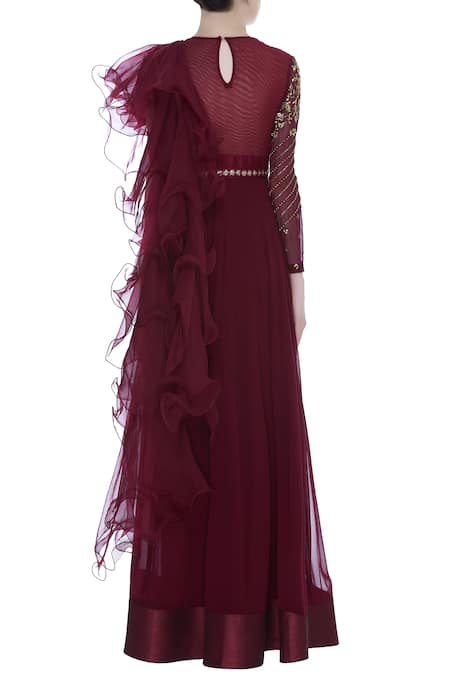 Nidhika Shekhar Ruffle Embroidered Gown 