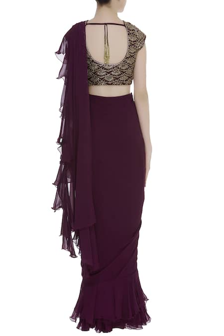 Nidhika Shekhar Pre Draped Ruffle Saree With Blouse 