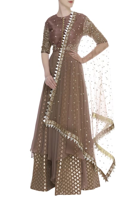 Nidhika Shekhar Cutout Back Kurta With Lehenga & Dupatta  