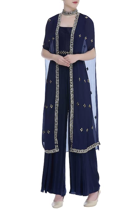 Nidhika Shekhar Jumpsuit with Embroidered Cape 