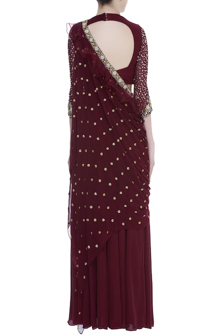 Nidhika Shekhar Pre-Draped Embroidered Saree Gown 