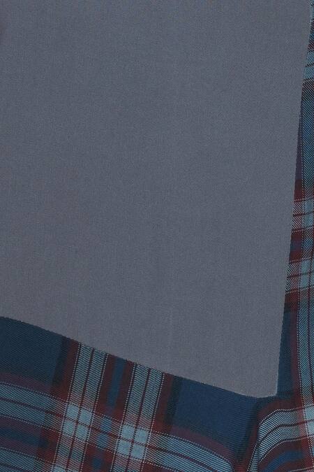 Abhishek Sharma_Blue Checkered Asymmetric Tunic_at_Aza_Fashions