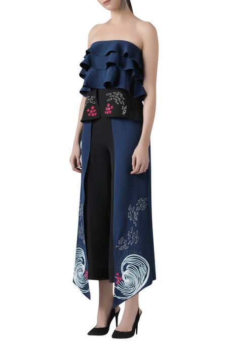 Limerick By Abirr N' Nanki_Black Bandeau Layered Jumpsuit _Online_at_Aza_Fashions