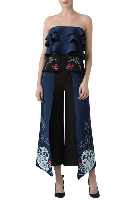 Shop_Limerick By Abirr N' Nanki_Black Bandeau Layered Jumpsuit _Online_at_Aza_Fashions