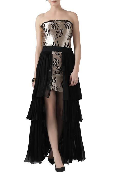 Buy_Limerick By Abirr N' Nanki_Black Dress With Ruffle Skirt _Online_at_Aza_Fashions