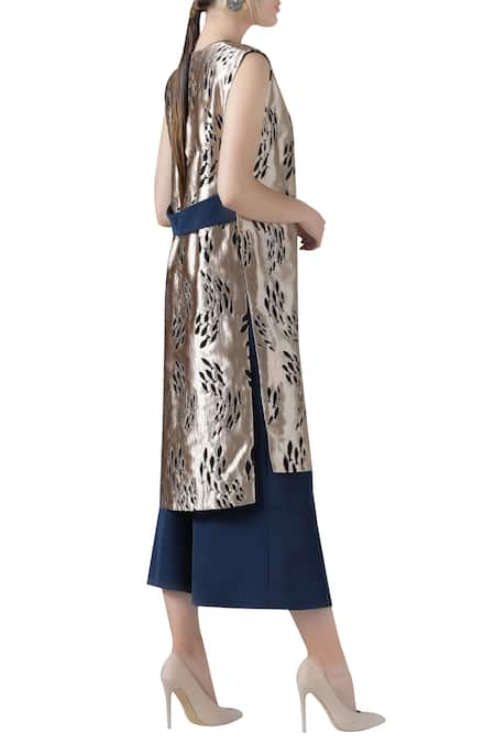 Limerick By Abirr N' Nanki Embroidered jacket with crop top & culotte set 