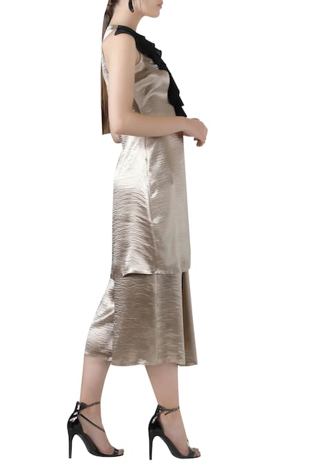 Limerick By Abirr N' Nanki Sleeveless ruffle neck top with culottes