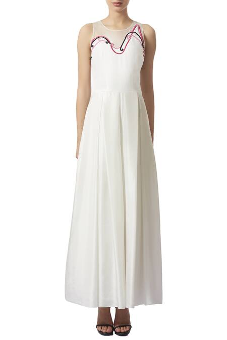 Shop_Limerick By Abirr N' Nanki_White Dori Embroidered Pleated Jumpsuit _Online_at_Aza_Fashions