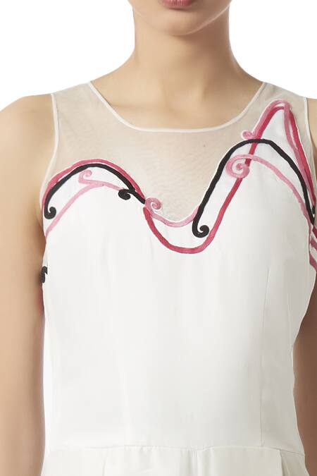 Limerick By Abirr N' Nanki_White Dori Embroidered Pleated Jumpsuit _at_Aza_Fashions