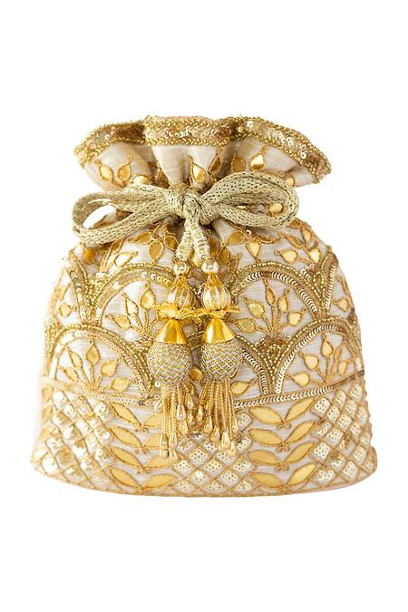 Adora By Ankita_Gold Gota Patti, Sequins, Beads Embroidered Potli Bag _Online_at_Aza_Fashions