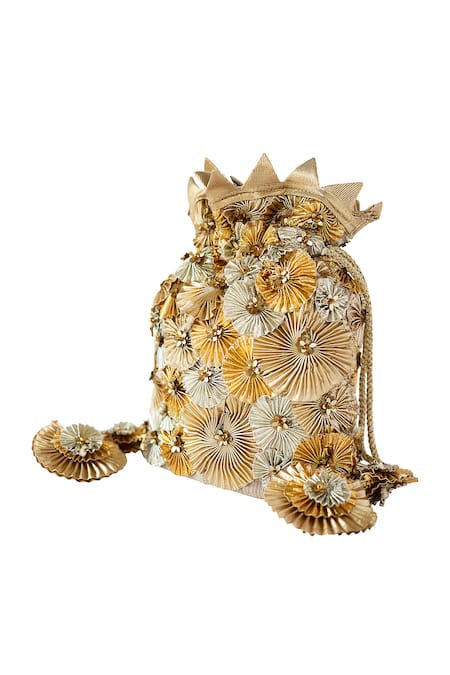 Adora By Ankita 3D Gota Flower embroidered Potli Bag 