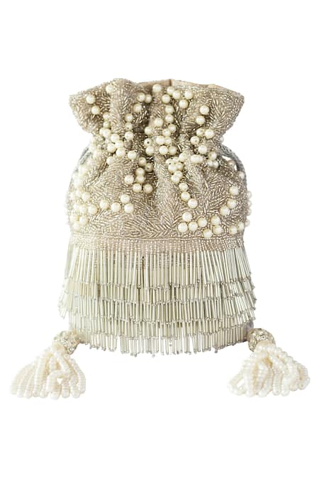 Adora By Ankita Bead Fringed Flapper Potli Bag 