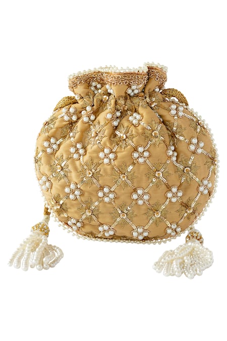 Adora By Ankita Pearl Jaal Embroidered Potli Bag  
