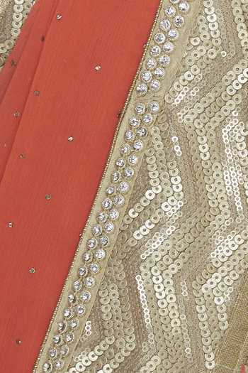 Shop_Kommal Sood_Orange Crystal And Sequin Embellished Saree_Online_at_Aza_Fashions