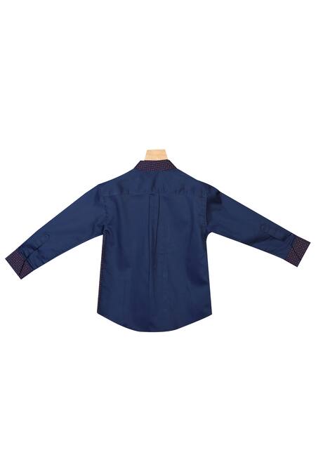 The Blue Morphology_Blue Cotton Printed Button Front Shirt  _Online_at_Aza_Fashions