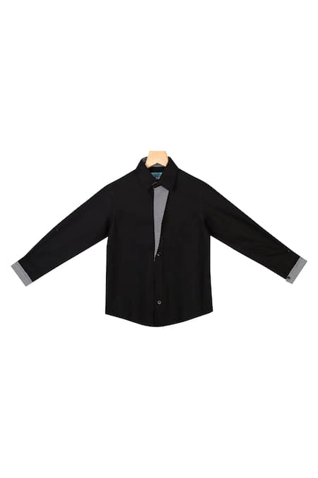 The Blue Morphology Printed Overflap Collared Shirt  