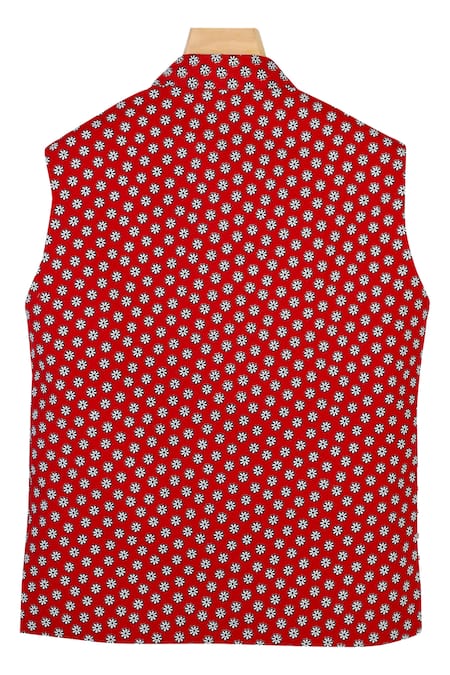 The Blue Morphology Floral Print Half-and-Half Nehru Jacket 